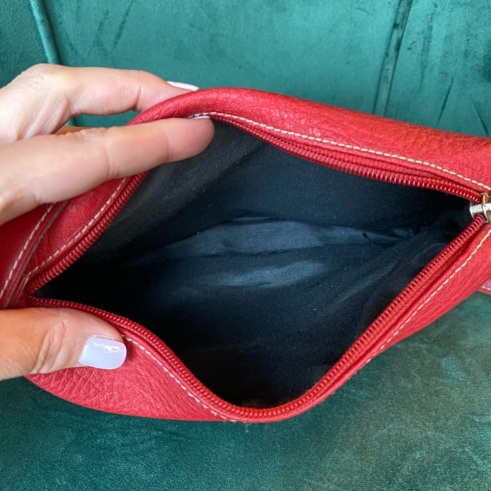 90s ESPRIT red faux leather crossbody bag - Picture 4 of 7